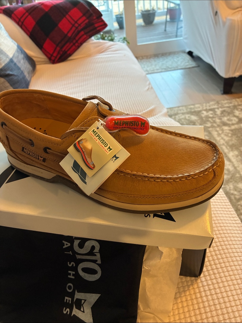 Mephisto Men's Tan Leather Moccasin Slip-On Loafers